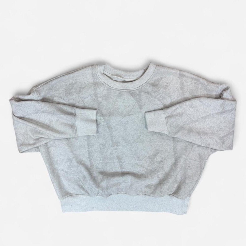 AS Revival Washed Marble Cropped Crewneck Sweatshirt Gray L